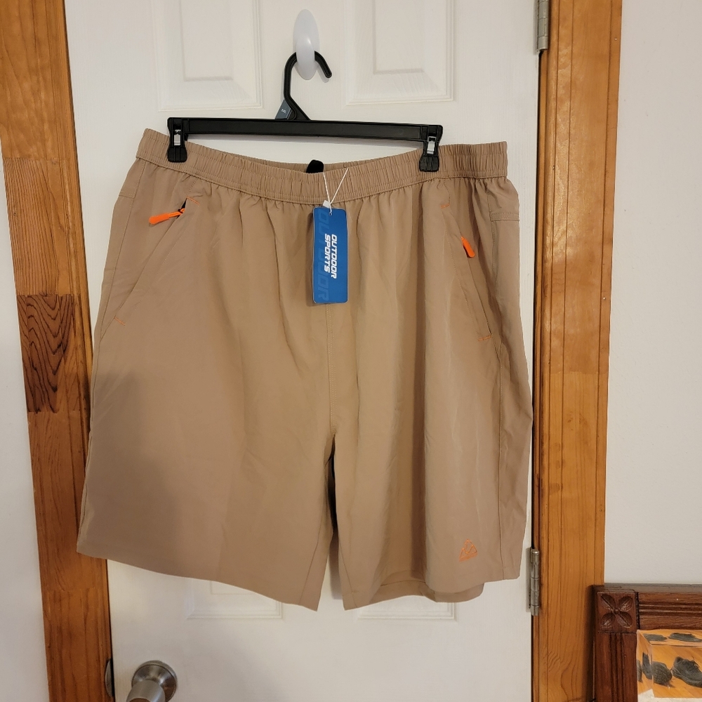 Outdoor Sports Men's Quick-Dry Stretch Shorts Elastic Waist, Size 3xl Zip Pocket